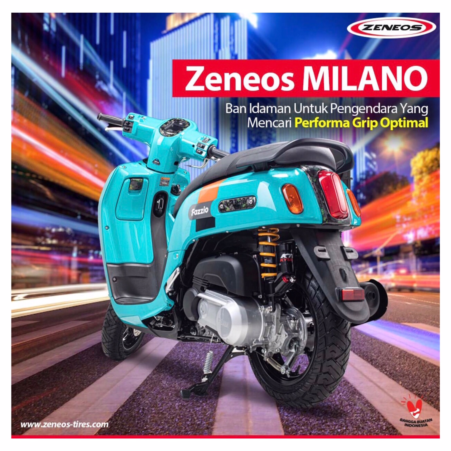 Ban Yamaha Fazzio Zeneos Milano 110/70-12 (Ban Belakang Standar)